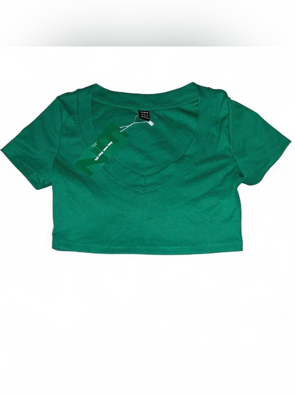 SHEIN Emerald Green V-Neck Crop Top